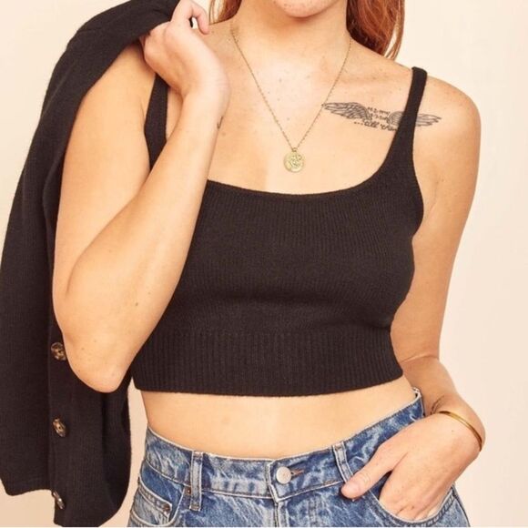 Reformation Varenne Cropped Tank Top 100% Cashmere Kitten Soft Minimalist XS - Picture 1 of 9